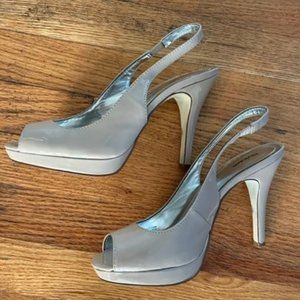 "Worn Once" Style & Co Faith Nude Peep Toe Sling back Heels ** ACTUALLY, worn 2x